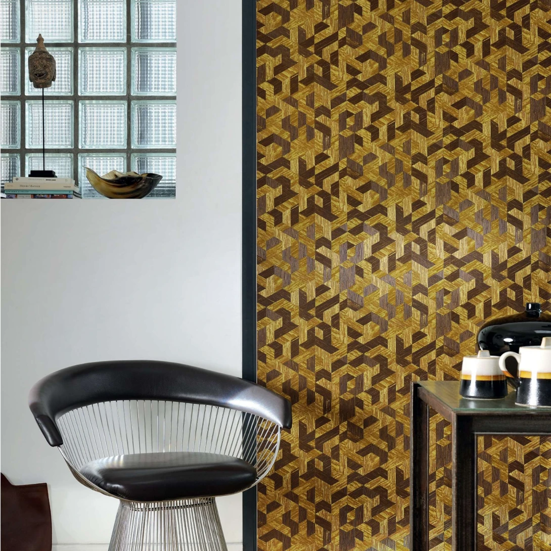 Elitis VP 717 14 Formentera Juego de paja - tapeta w geometryczny wzór o strukturze słomy