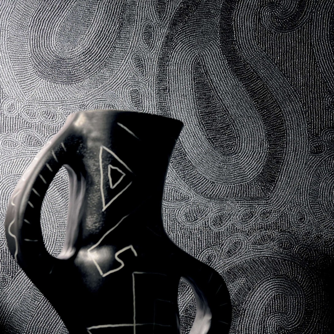 Elitis VP 911 01 Perles Tourmaline - tapeta w ornamenty z motywem koralików