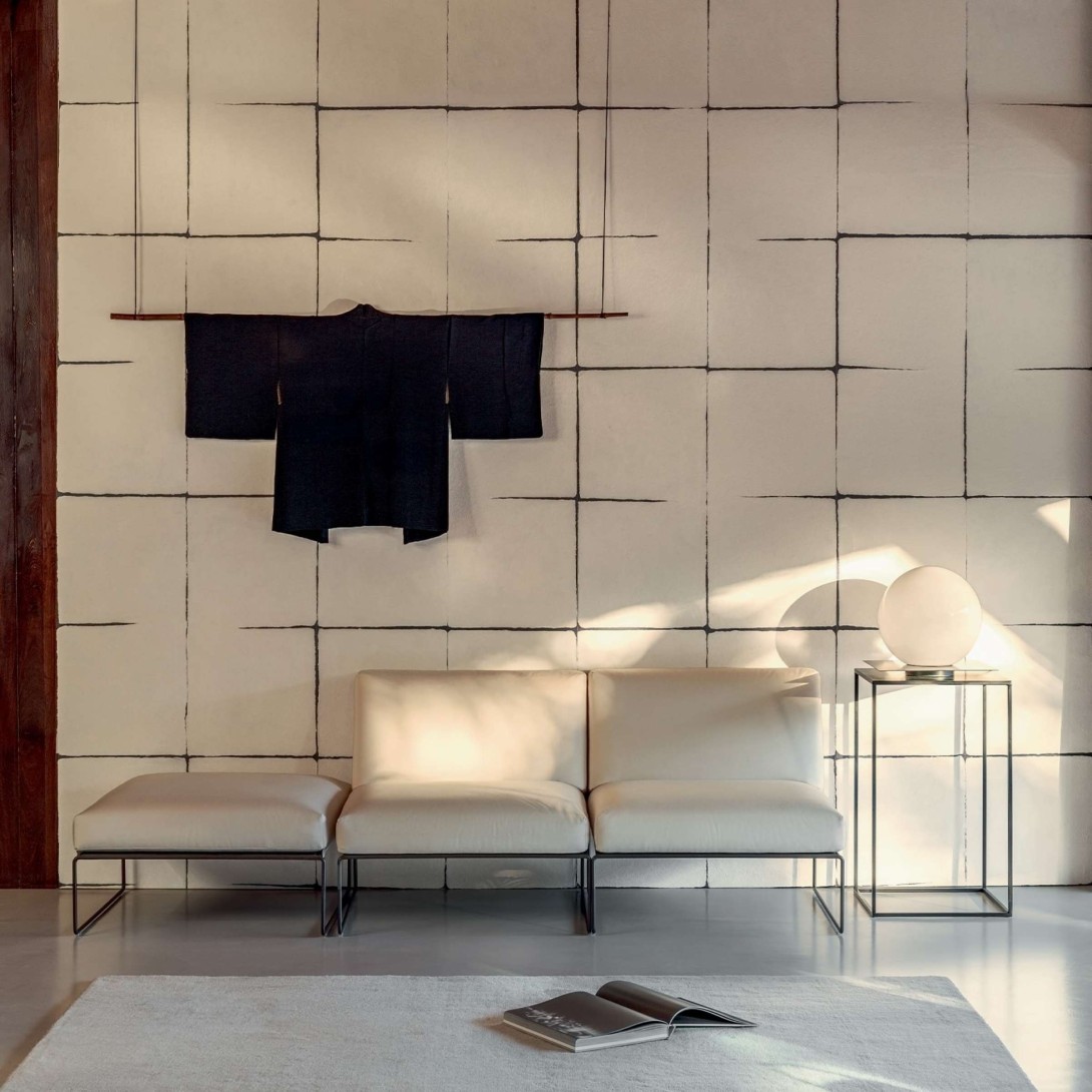 Elitis RM 1059 02 Hanji Nishino - tapeta z ręcznie robionego papieru w geometryczny wzór