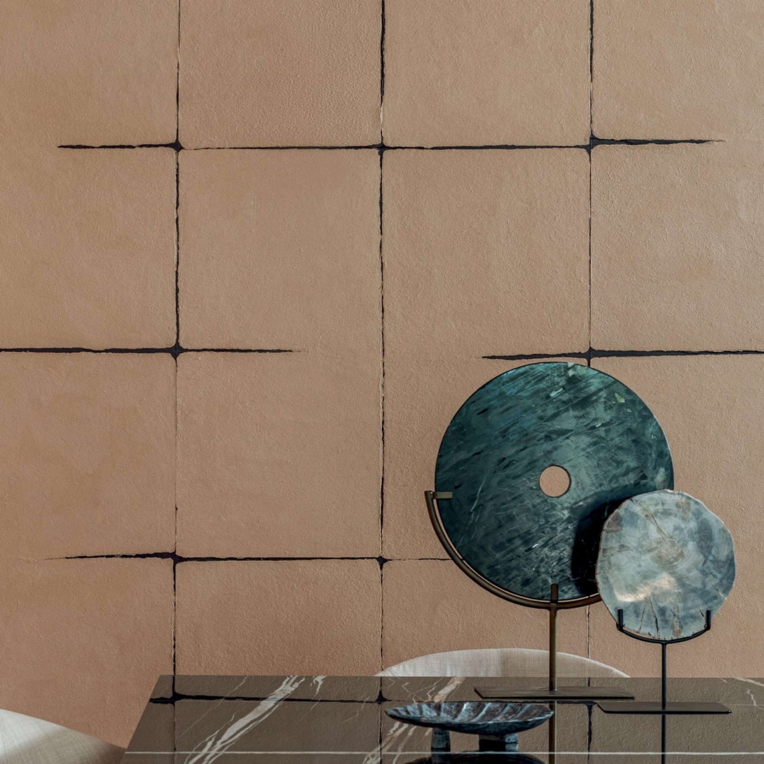 Elitis RM 1059 04 Hanji Nishino - tapeta z ręcznie robionego papieru w geometryczny wzór