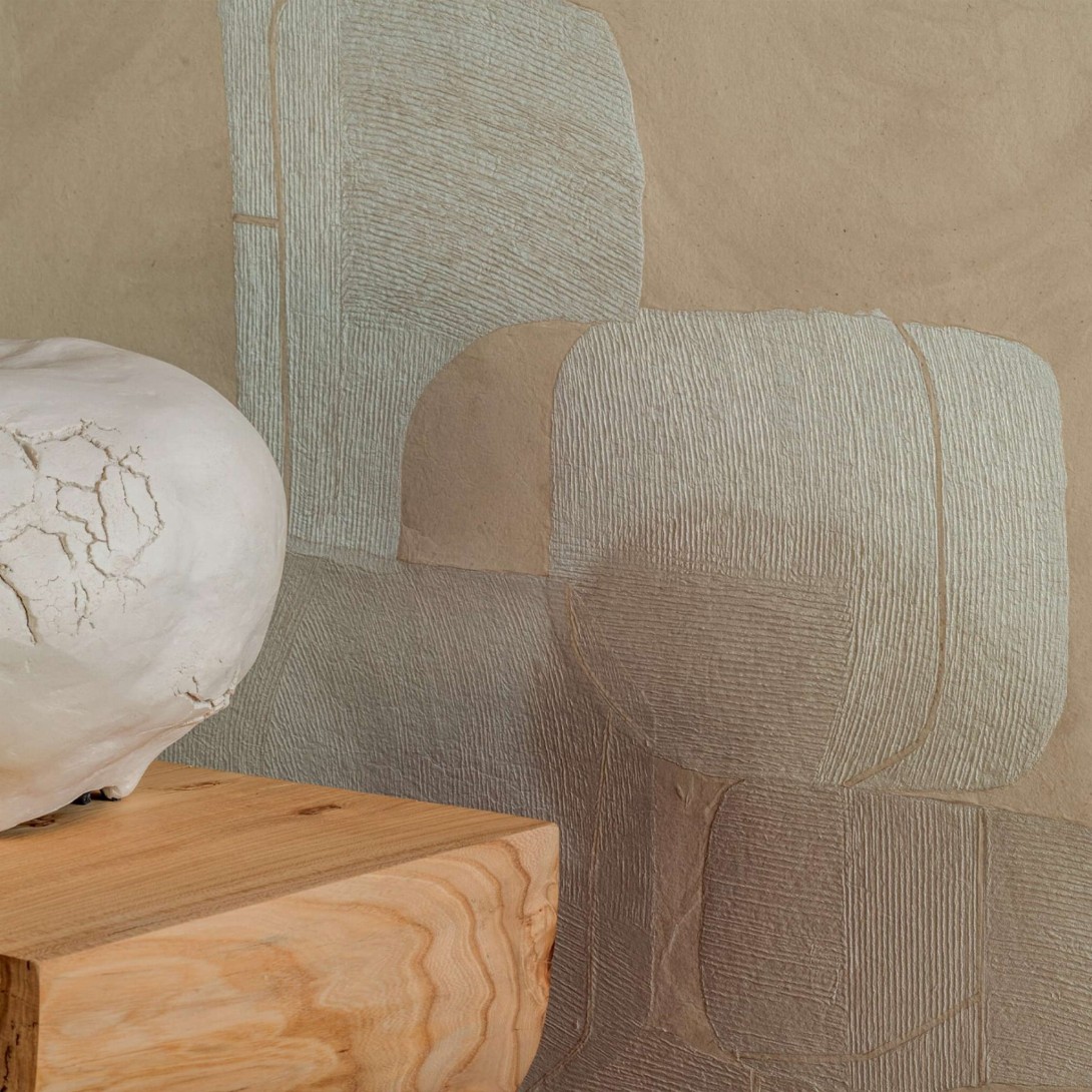 Elitis RM 1062 04 Hanji Takara - tapeta z ręcznie robionego papieru w koła