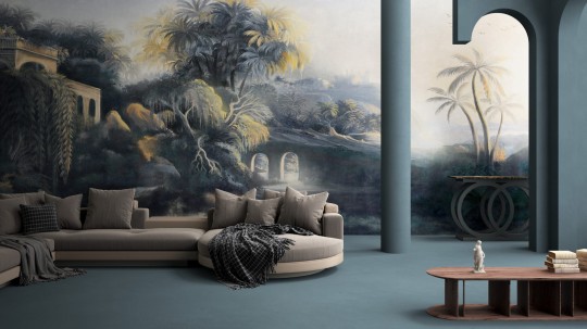 Yo2 IF1.04.2 Lumber Groves - mural w egzotyczny krajobraz z elementami architektonicznymi