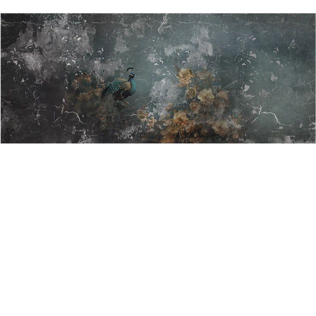 Yo2 EXT1.05 IS/TS/SL Lost Paradise - mural w kwiaty i pawia na metalicznym tle