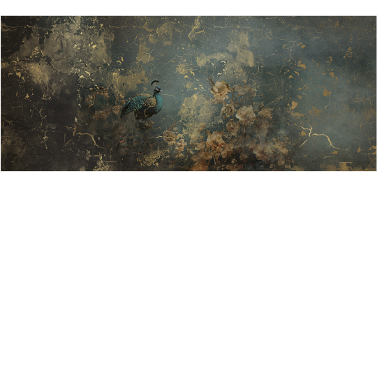 Yo2 EXT1.05 SG/EG/SS Lost Paradise - mural w kwiaty i pawia na metalicznym tle
