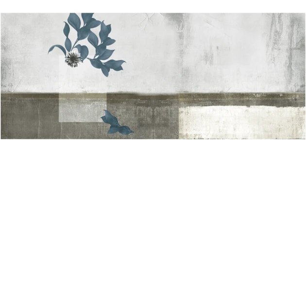Yo2 CST1.05.2 Calma Sul Tela - mural w liście na betonowym i geometrycznym tle