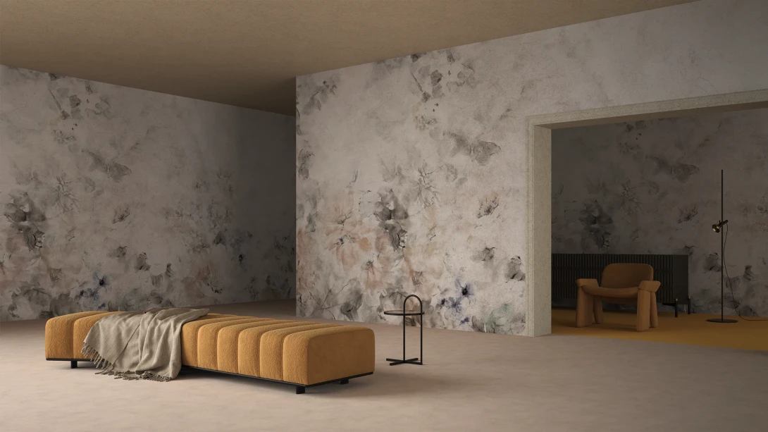 Yo2 SOT1.04.2 Soil Textures - mural w kwiaty na surowym tle