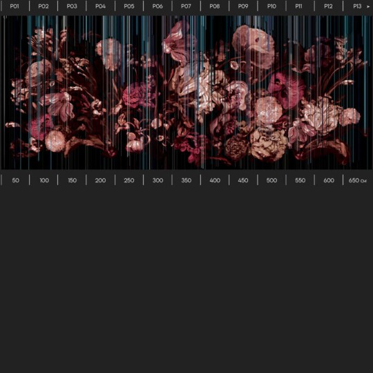 Yo2 LF1.01.1 GL Form Grains - mural w kwiaty na ciemnym tle