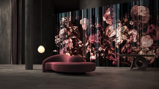 Yo2 LF1.01.2 GL Form Grains - mural w kwiaty na ciemnym tle