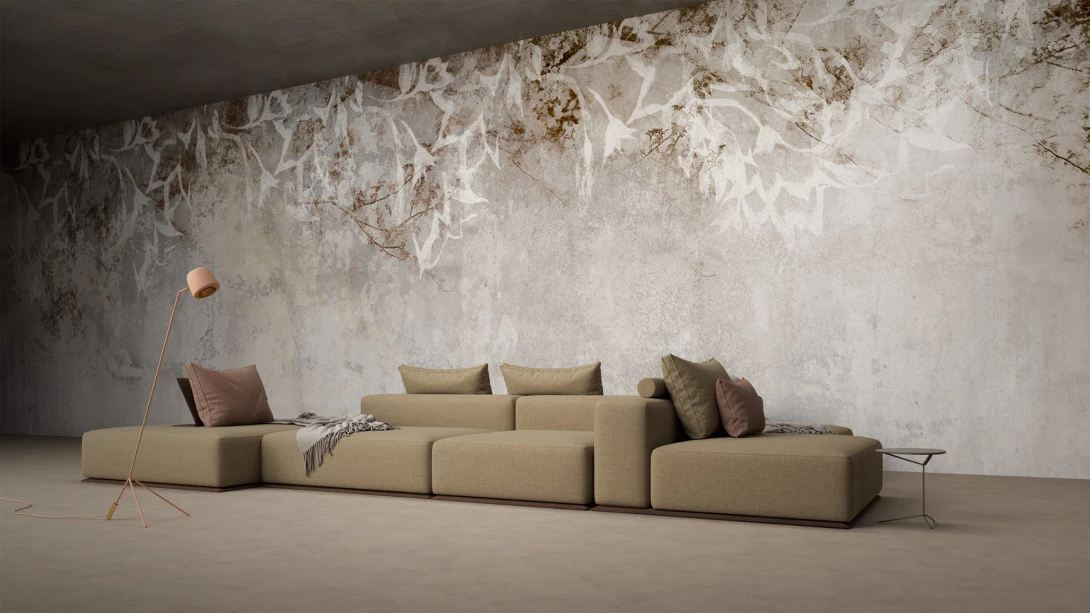 Yo2 UNC1.05.1 Unreal Cruster - mural w rośliny na surowym tle
