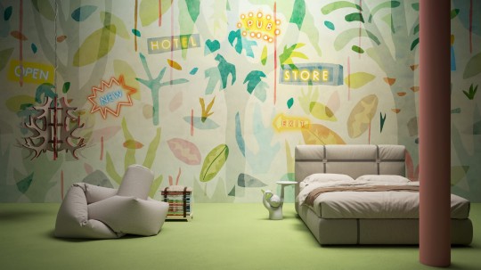 Yo2 CG1.01.2 Hip Spaces - mural w rośliny i neony