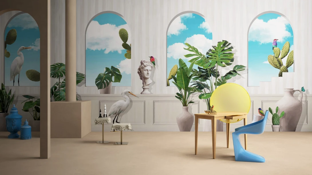 Yo2 FF1.01.2 Hip Spaces - mural w surrealistycznym stylu