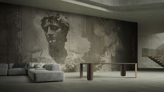 Yo2 XE1.05.2 Schmutz Mask - mural w antyczną rzeźbę i abstrakcyjne tło