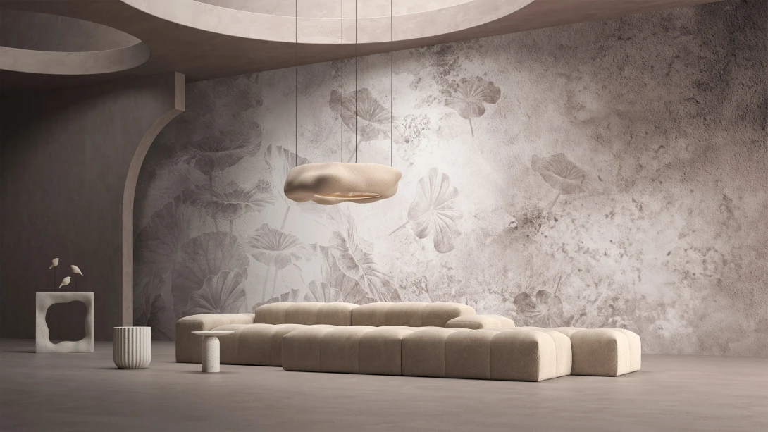 Yo2 EXF1.03.2 Extrinsic Florets - mural w liście na mglistym tle