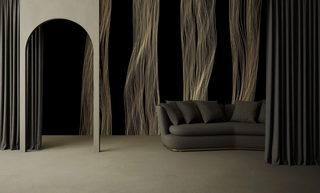 Yo2 LI1.01 IS/TS/SL Embellish Limits - mural w srebrne linie na czarnym tle