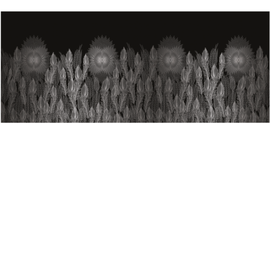 Yo2 SU1.01 IS/TS/SL Embellish Limits - mural w srebrne rośliny na czarnym tle