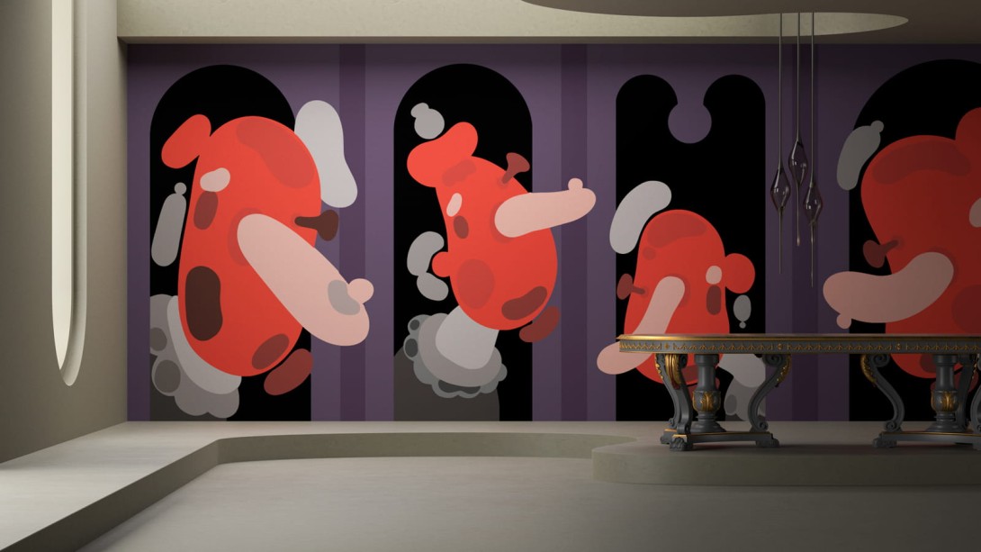 Yo2 MO1.03.2 Jocose Spotive - mural w abstrakcyjny wzór balonowych postaci