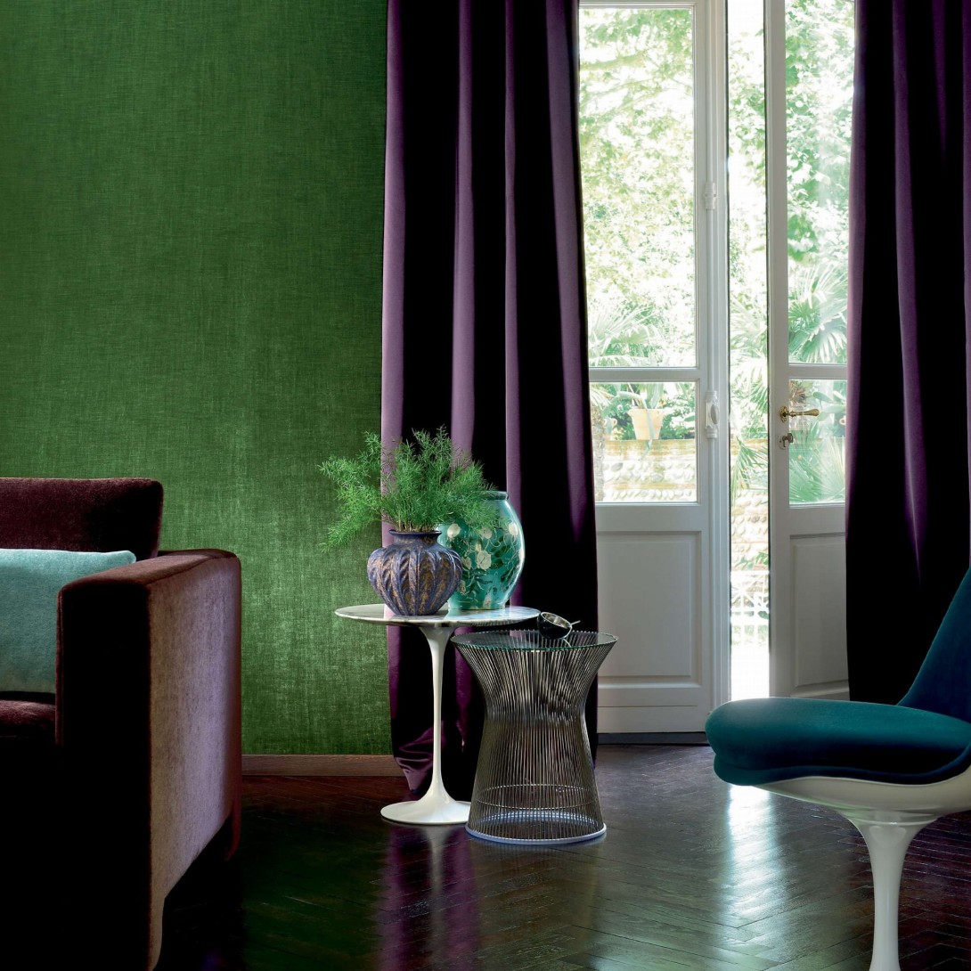 Elitis RM 410 23 Alcôve II Alcôve - tapeta imitująca aksamit z metalicznymi przeszyciami