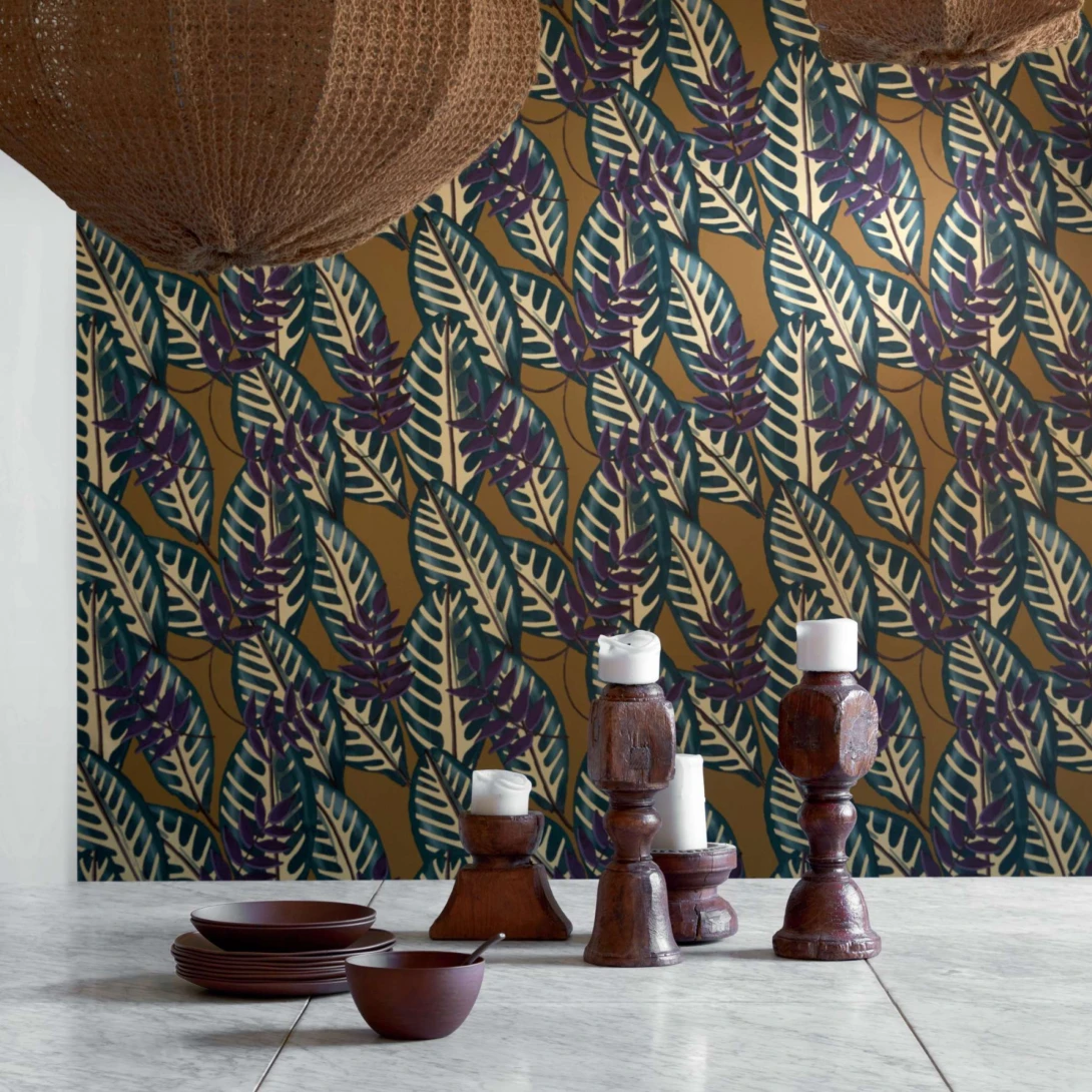 Elitis TP 302 04 Flower Power Alocasia - tapeta w retro liście