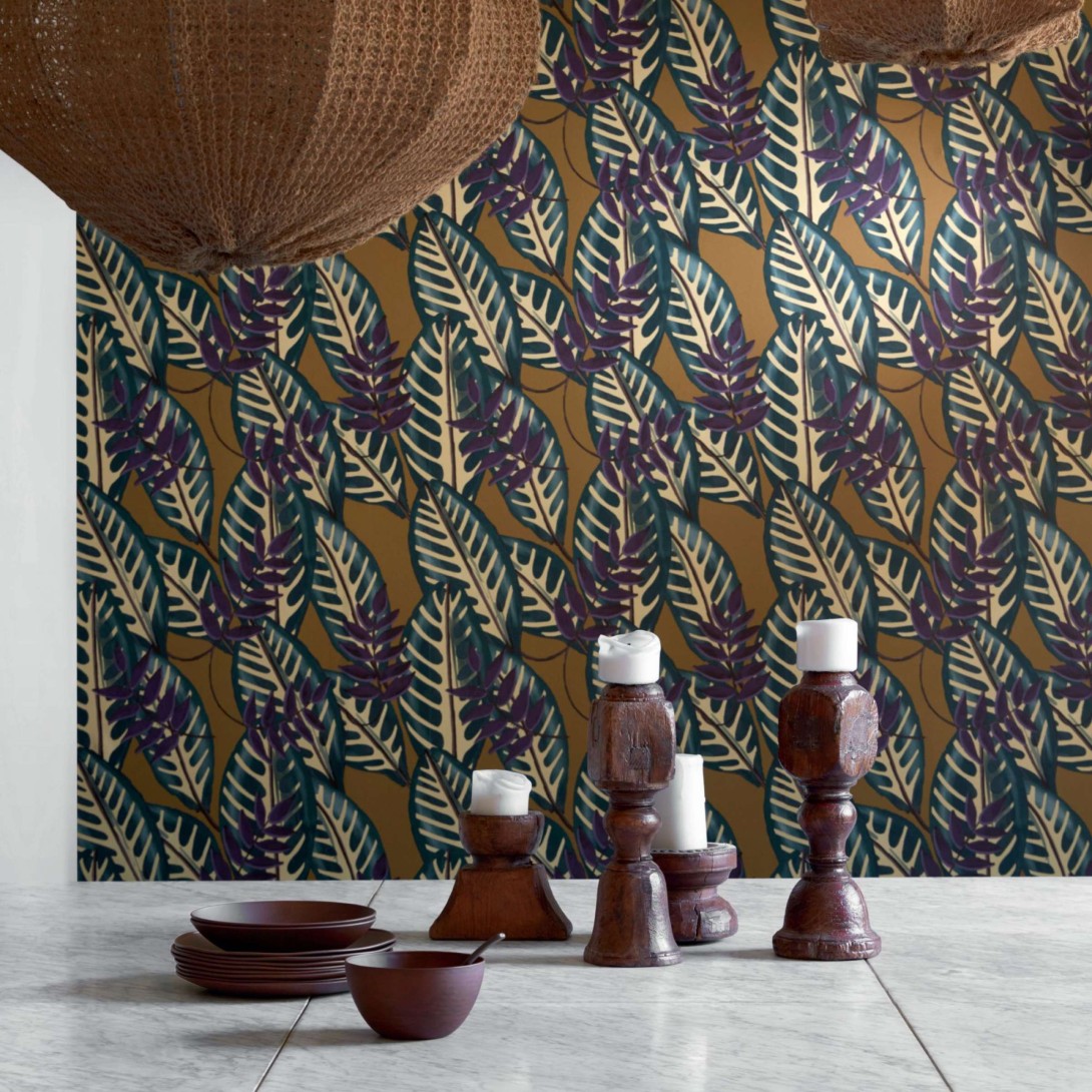 Elitis TP 302 05 Flower Power Alocasia - tapeta w retro liście