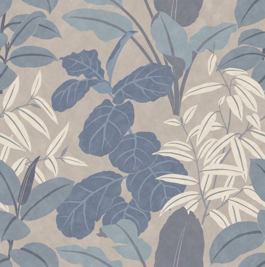 Boras Tapeter 9625W Studio Grand Leaves Blue - mural w liście figowca