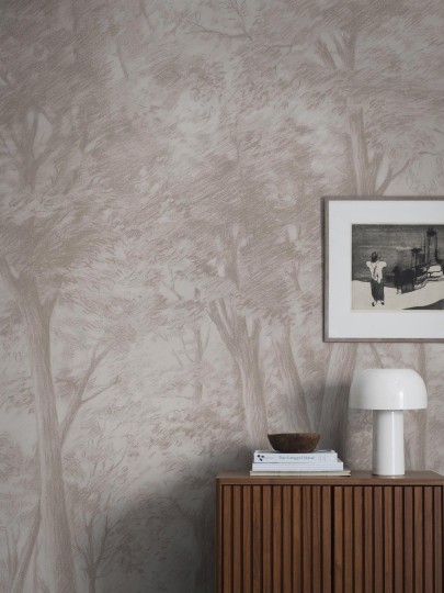 Boras Tapeter 9631W Studio Sketch of Trees Beige - mural rysunek lasu