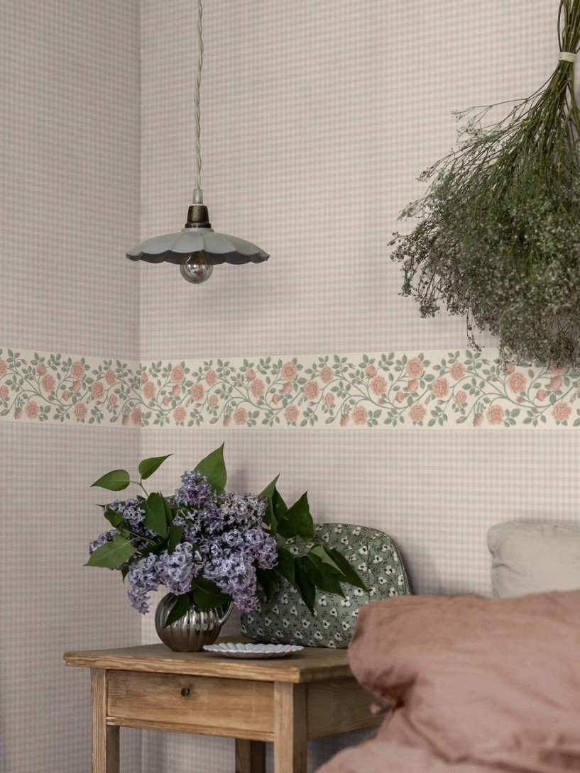 Boras Tapeter 7072 Borders Elsas Bard Pink - border krzew różany