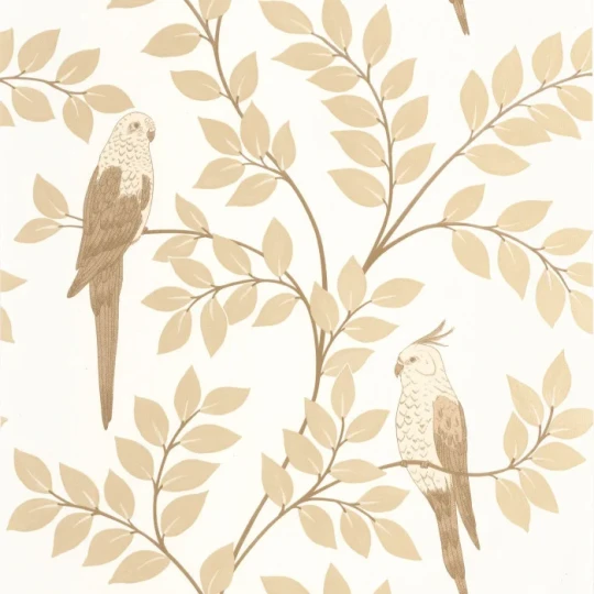 Caselio 106521000 Borneo Equateur Beige - tapeta w papugi i drzewa