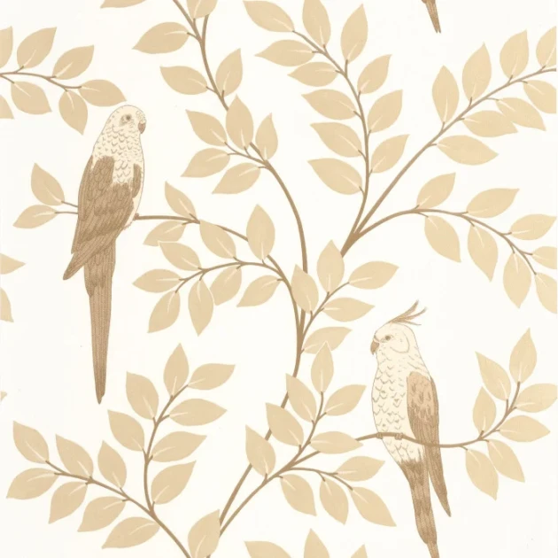 Caselio 106521000 Borneo Equateur Beige - tapeta w papugi i drzewa