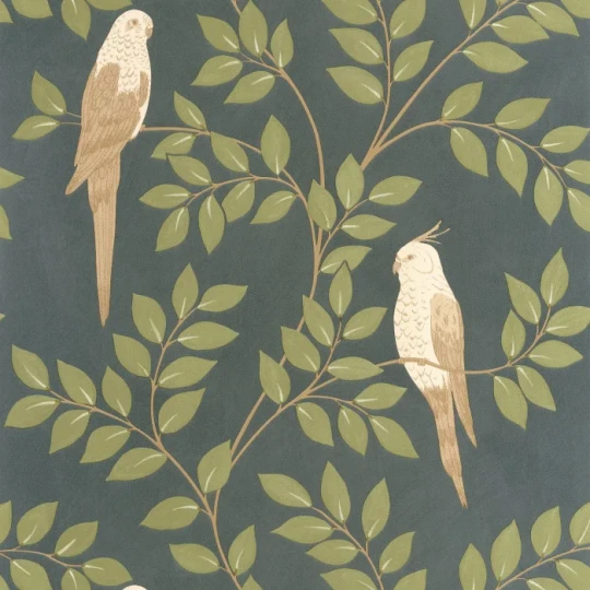 Caselio 106527254 Borneo Equateur Vert sapin - tapeta w papugi i drzewa