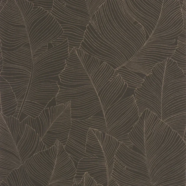 Caselio 106509027 Borneo Vegetalia Noir sepia - tapeta w egzotyczne liście