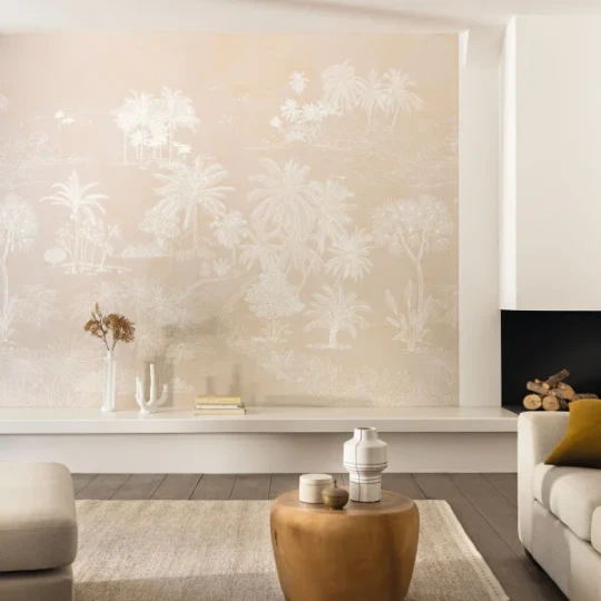 Caselio 106552002 Borneo Timor Beige_L - mural w egzotyczne drzewa