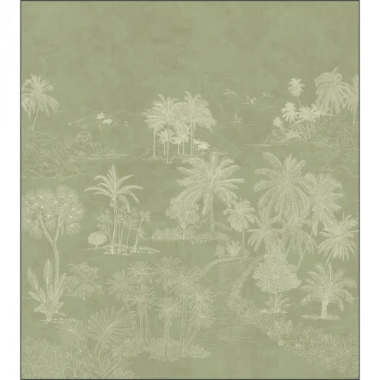 Caselio 106554001 Borneo Timor Vert_M - mural w egzotyczne drzewa