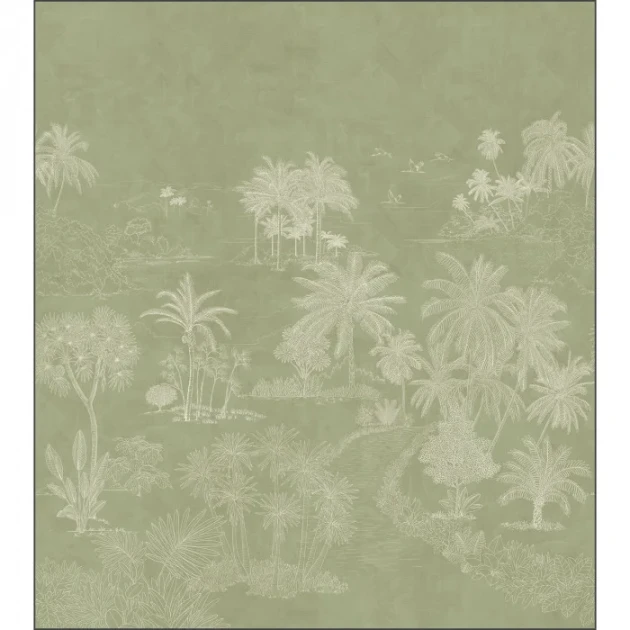 Caselio 106554002 Borneo Timor Vert_L - mural w egzotyczne drzewa