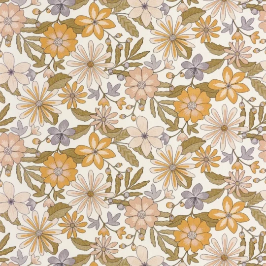 Caselio 106465078 Twist Emy Violet vert - tapeta w retro kwiaty