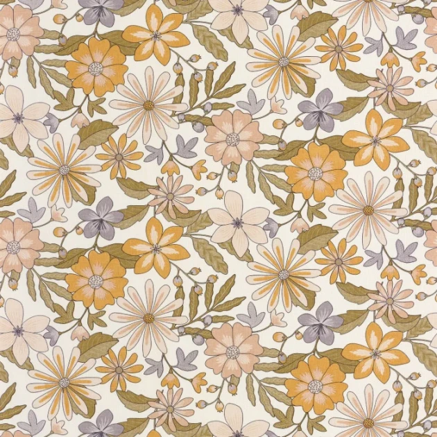 Caselio 106465078 Twist Emy Violet vert - tapeta w retro kwiaty