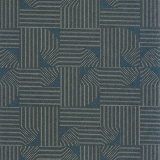 Caselio 106576040 Light Softness Bleu cuivre - tapeta w geometryczny wzór z metalicznymi akcentami