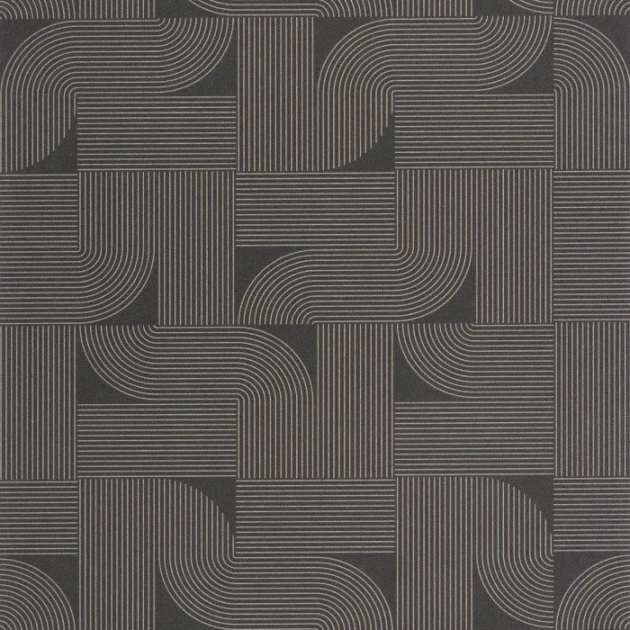 Caselio 106579021 Light Softness Noir or - tapeta w geometryczny wzór z metalicznymi akcentami
