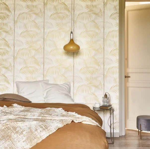 Casadeco 201039712 Annees Folles Le Tout Paris Noir Fusain - tapeta w liście palmy