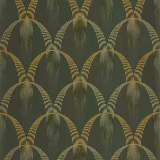 Casadeco 201047264 Annees Folles Entree Des Artistes Kaki Or - tapeta geometryczne łuki w stylu art deco