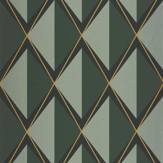 Casadeco 201087777 Annees Folles Chaplin Vert Taiga - tapeta w romby