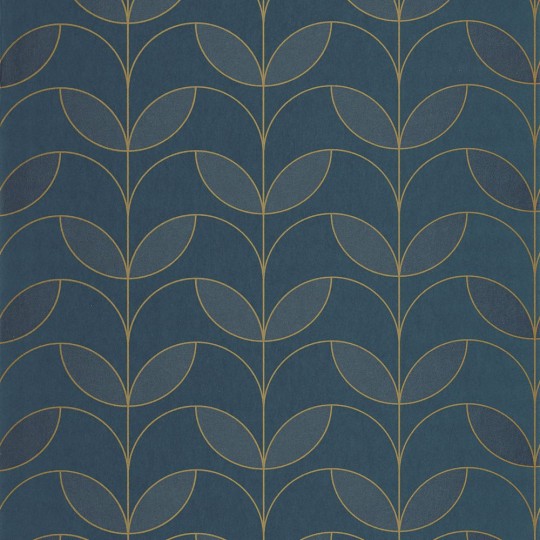 Casadeco 201026793 Annees Folles Mistinguett Bleu Petrole - tapeta geometryczna w stylu art deco