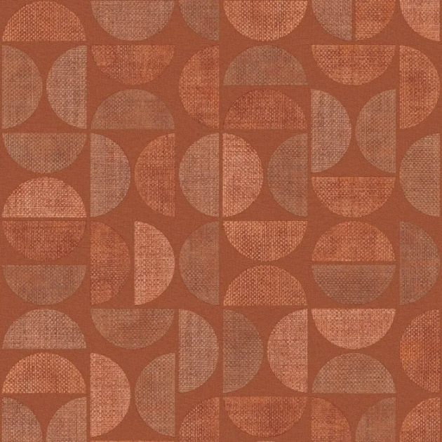Casamance 76881222 Nature Sur Mesure - Textures Dualis Orange Brule - tapeta geometryczne półkola imitujące rafię