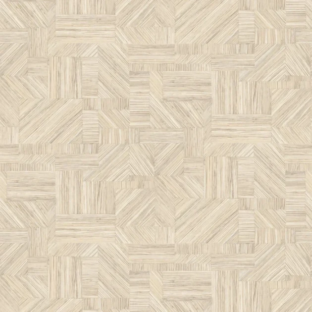 Casamance 76891528 Nature Sur Mesure - Textures Imbrication Ivoire - tapeta geometryczna imitująca słomiany patchwork