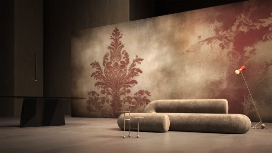 Yo2 EAM1.07.3 Earie Mythical - mural w stylizowane rośliny na surowym tle