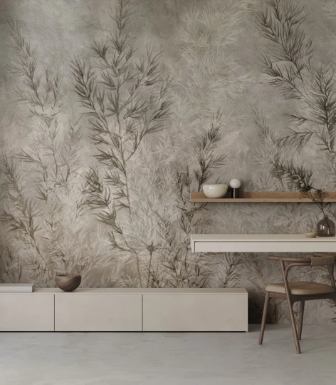 Wallcolors TAP-9182 Cozy Landscapes Dry Grass Grey - mural w polne trawy