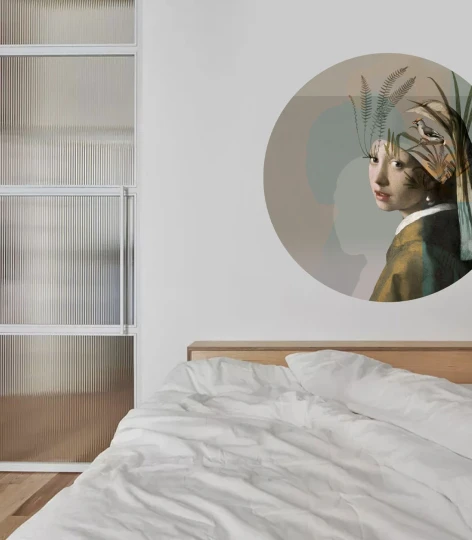 Wallcolors DOT-9101 Dots Nature Girl With The Pearl - okrągły mural w portret Dziewczyny z perłą