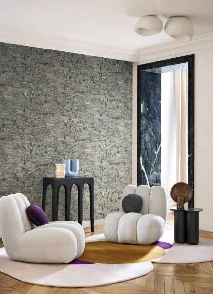 Casamance 71700355 Manufactura Verdure Vert - tapeta żakardowa w liście