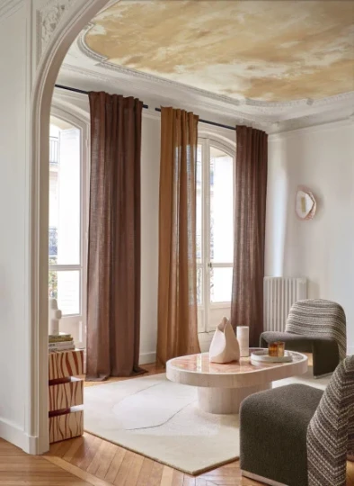 Casamance 76751018 Panoramas 4 Heure Doree Ivoire/doré - mural w abstrakcyjny wzór