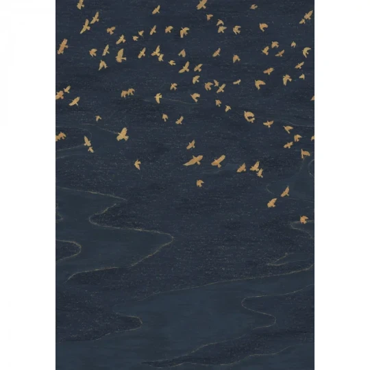 Casamance 76730610 Panoramas 4 Migration Marine/doré - mural w lecące ptaki