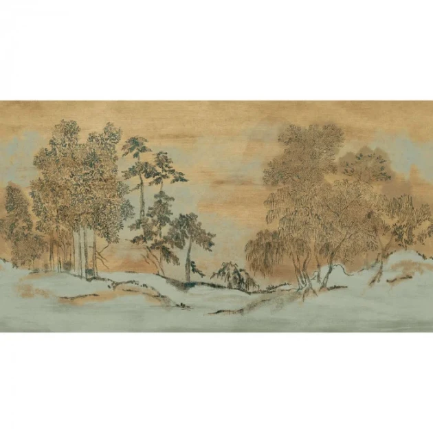 Casamance 76720202 Panoramas 4 Koraku Sauge/doré - mural w pejzaż japońskiego ogrodu